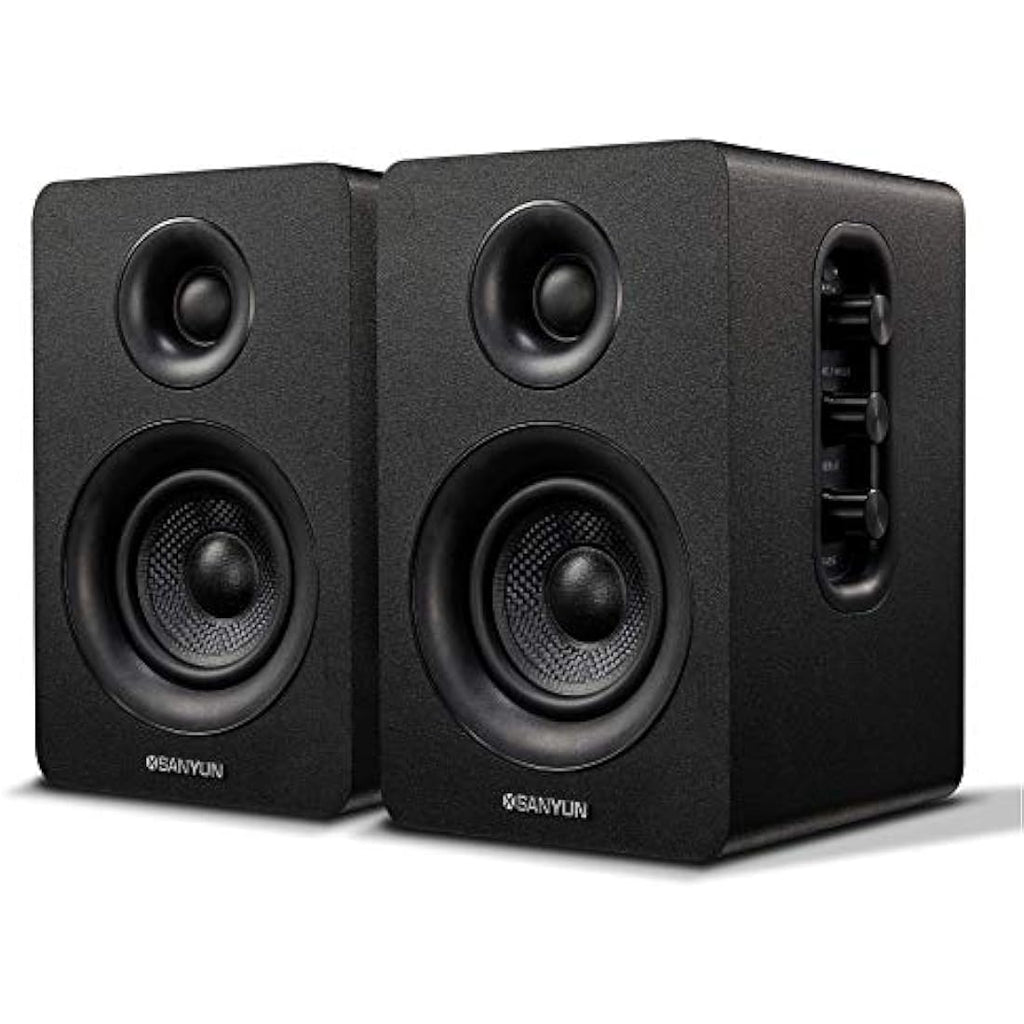 Sanyun SW208 3" Bluetooth 5.0 Bookshelf Speakers | 60W Carbon Fiber HiFi
