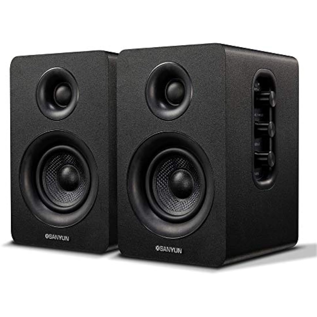 Sanyun SW208 3" Bluetooth 5.0 Bookshelf Speakers | 60W Carbon Fiber HiFi