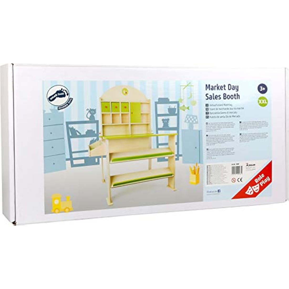 Small Foot Wooden Market Stall – Kids Pretend Play Shop with Doors