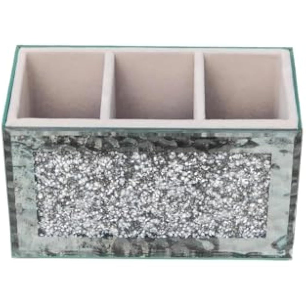 EagleWiz Crushed Diamond Makeup Organiser | 3 Compartment Brush Holder