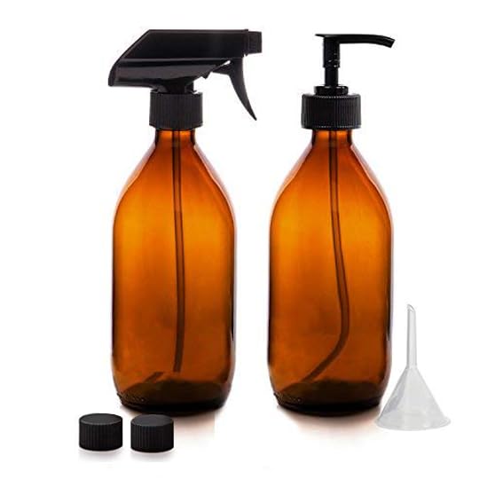 Nutra4Radiance Amber Glass Spray and Soap Dispenser Bottle Set | 500ml