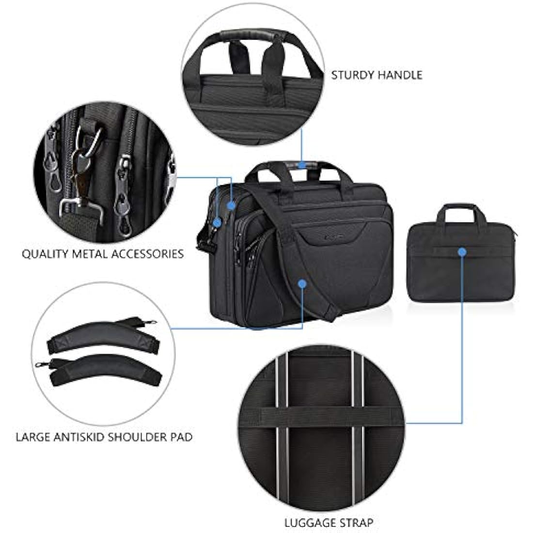 KROSER 17.3 Inch Laptop Briefcase | Water Resistant Expandable Bag