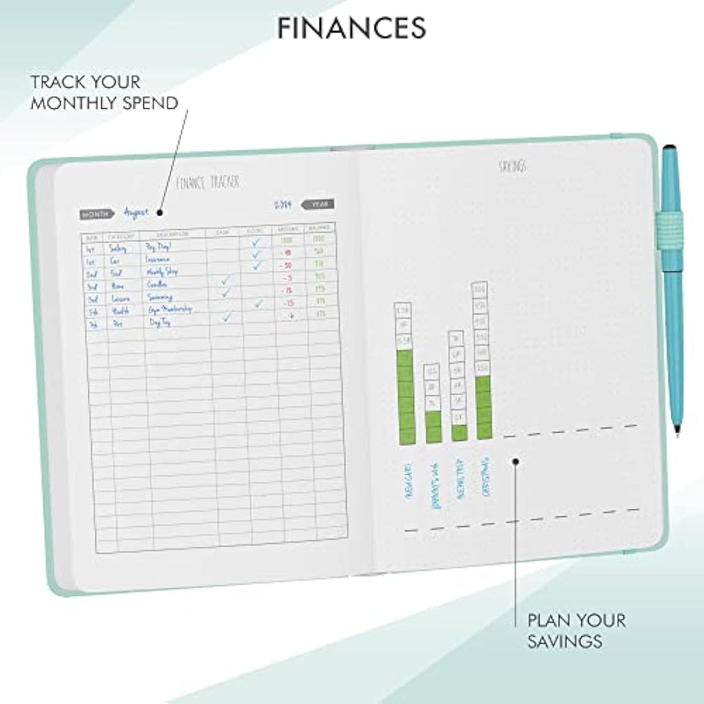 LUX Productivity Classic Undated Weekly Planner – Duck Egg Blue PU Leather