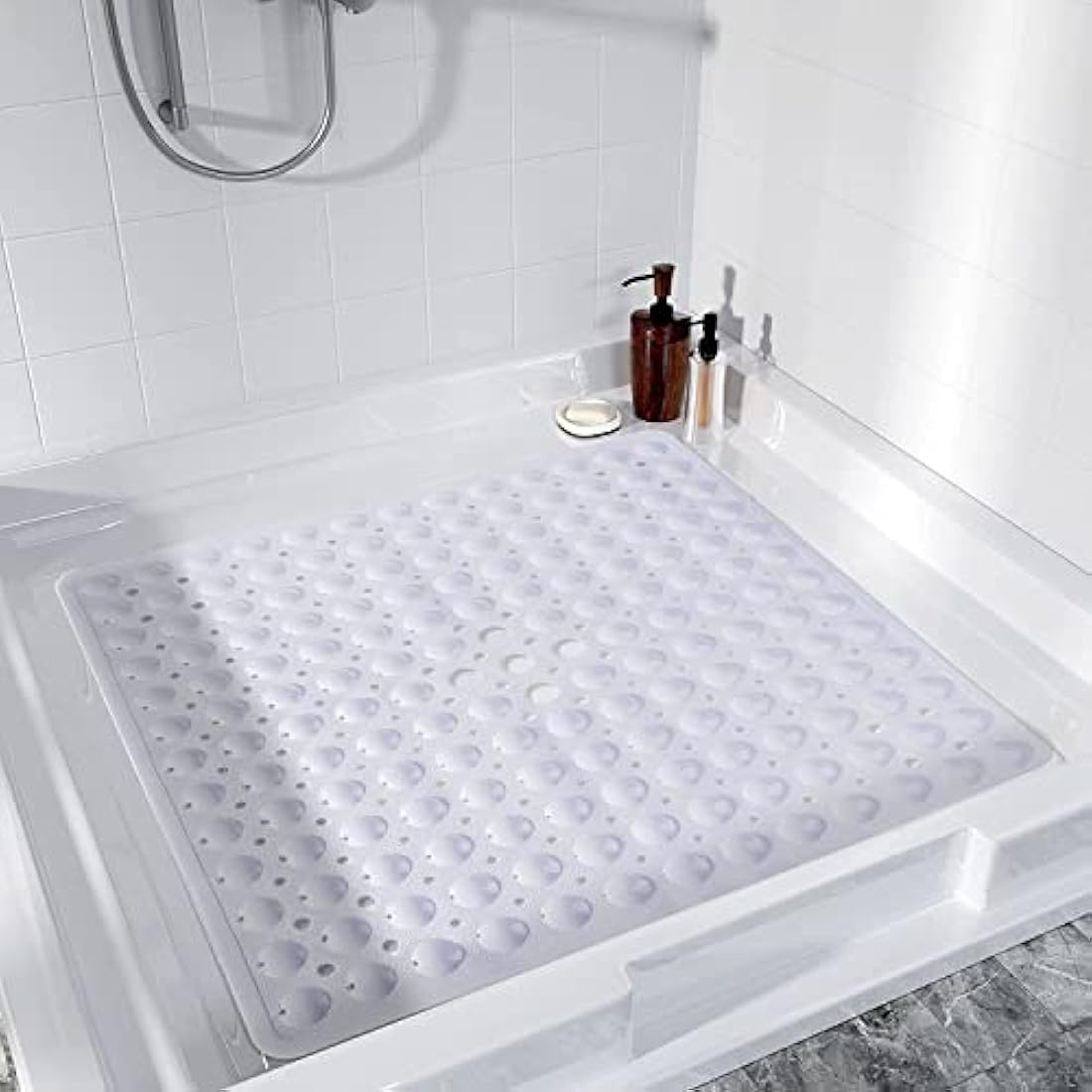 Jolof Store Non-Slip Square Shower Mat – 53x53cm Anti-Mould PVC Rubber