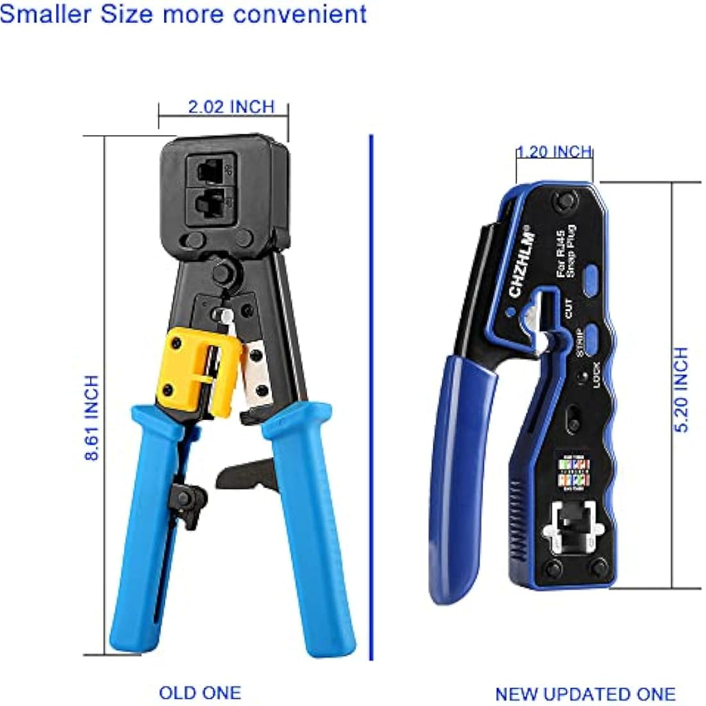 CHZHLM RJ45 Pass Through Crimp Tool Kit with Cat6 Connectors & Tester
