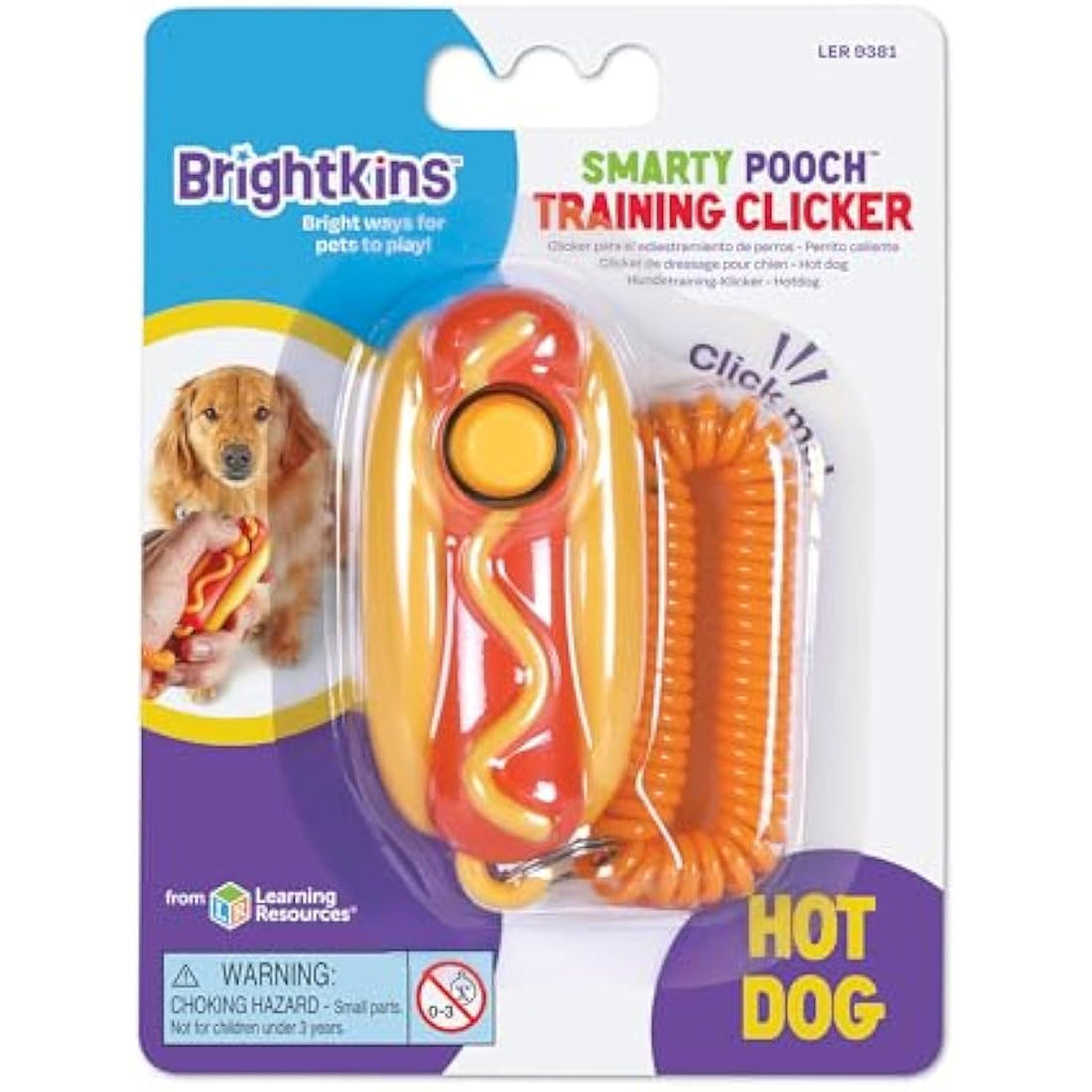 Brightkins Smarty Pooch Dog Training Clicker – Hot Dog with Wrist Strap