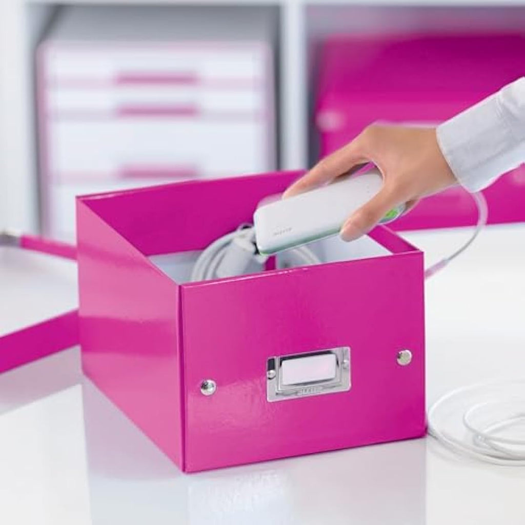Leitz Click and Store A5 Storage Box – Small Pink Collapsible Organizer