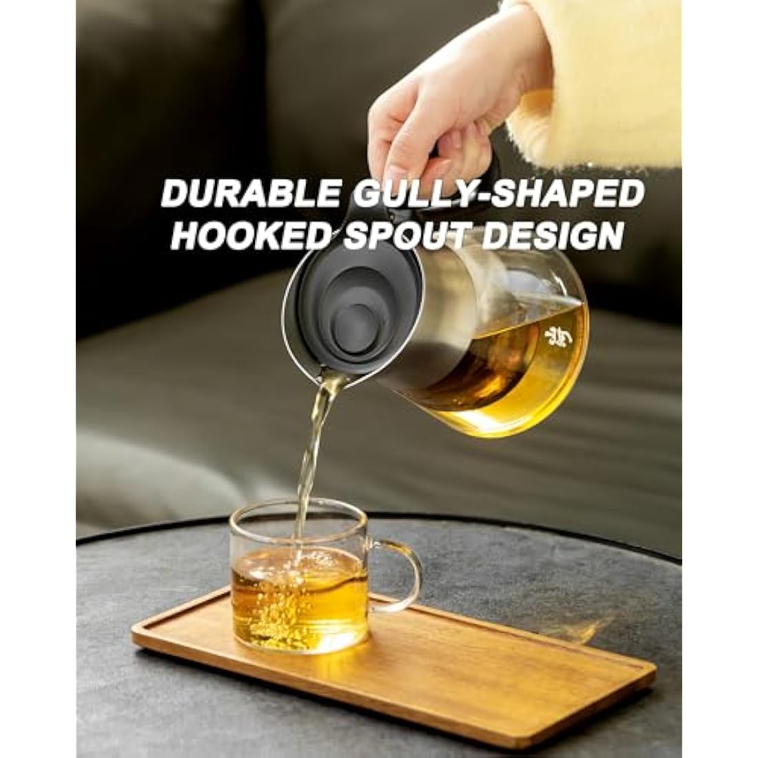 ZENS Glass Tea Infuser Teapot Set with 2 Cups | 680ml Borosilicate Glass