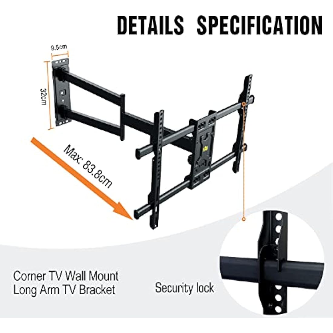 Forging Mount Long Reach TV Wall Bracket | 820mm Full Motion Corner Mount
