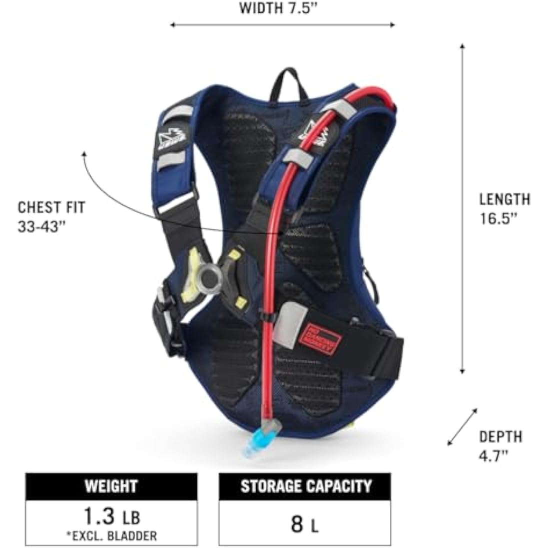 USWE Moto Hydro 8L Hydration Pack – Bounce Free Enduro Motorcycle Backpack