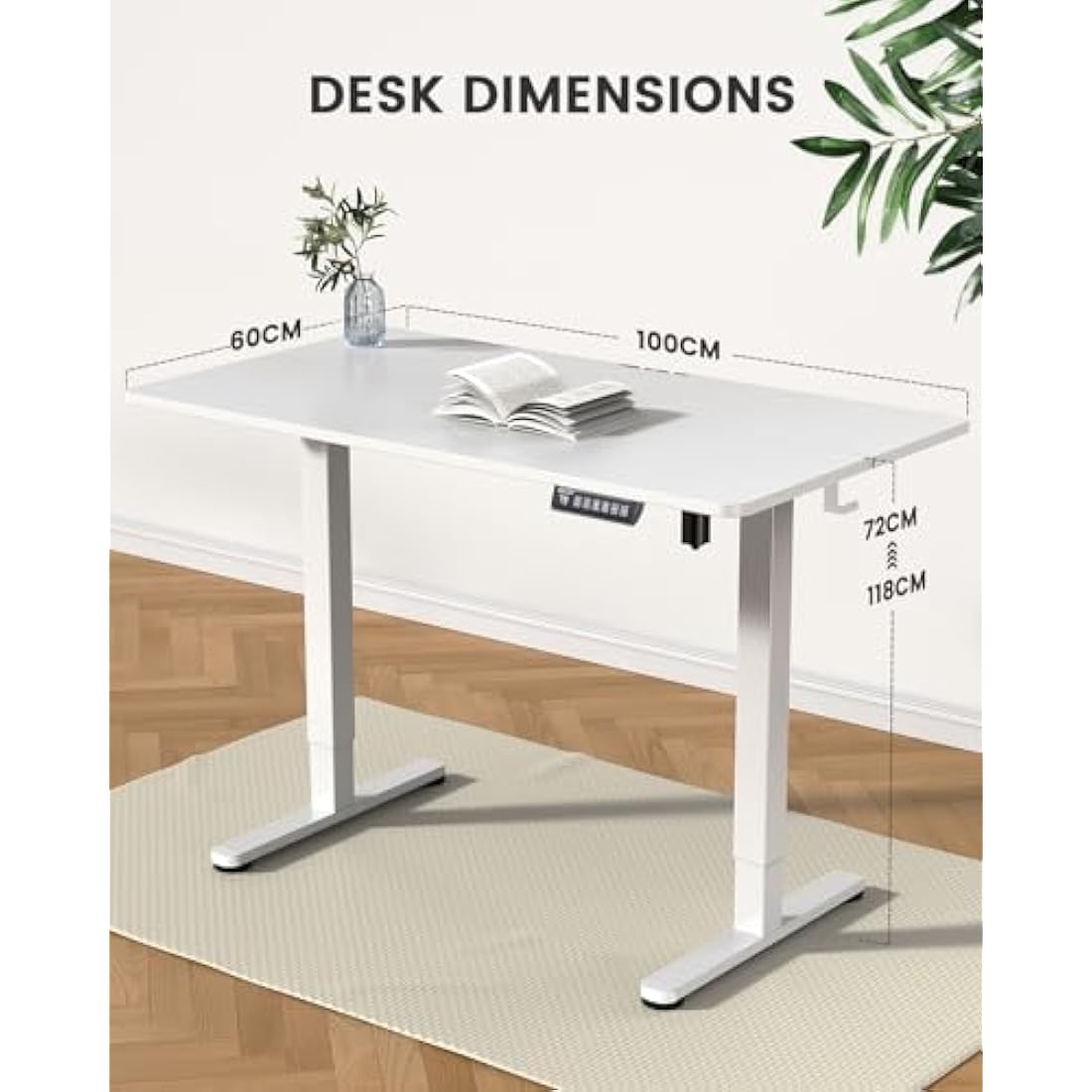 ErGear Electric Standing Desk – 100x60cm Height Adjustable Sit Stand Desk