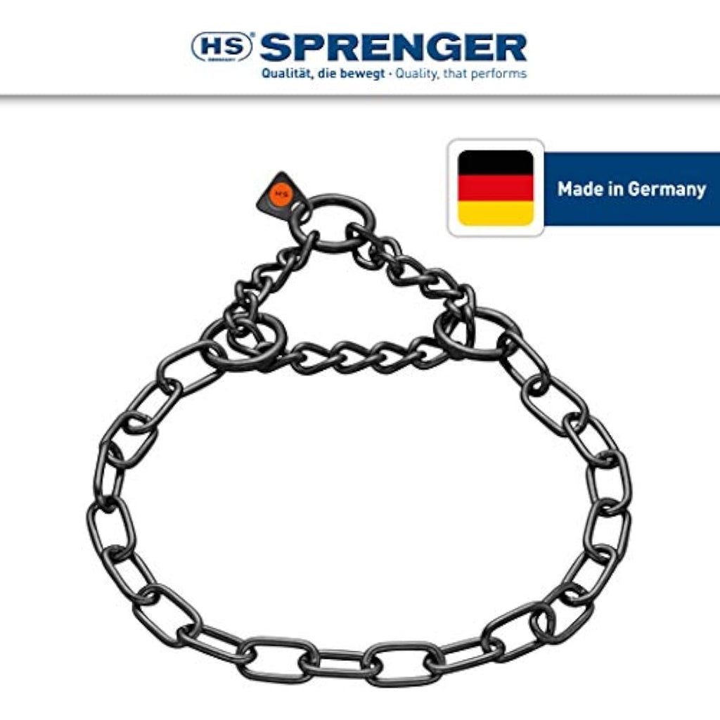 Sprenger Stainless Steel Dog Necklace – Black Training Collar for Dogs 55cm