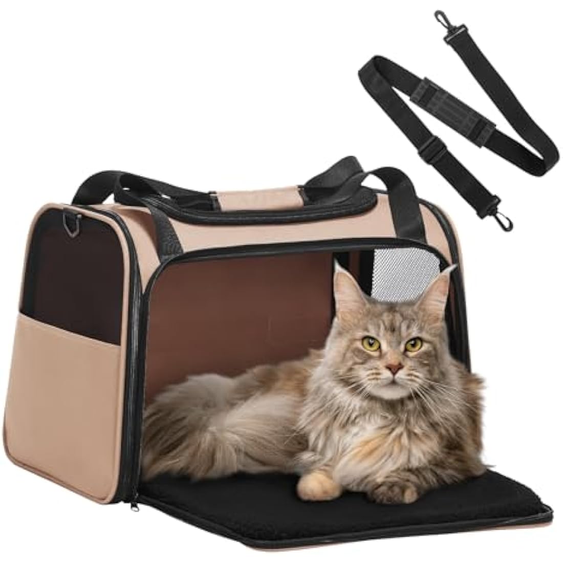 Petsfit Small Dog Travel Carrier | Extendable Fleece Mat – Khaki