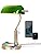 FIRVRE Vintage Green Glass Banker Lamp with Wireless Charging & USB