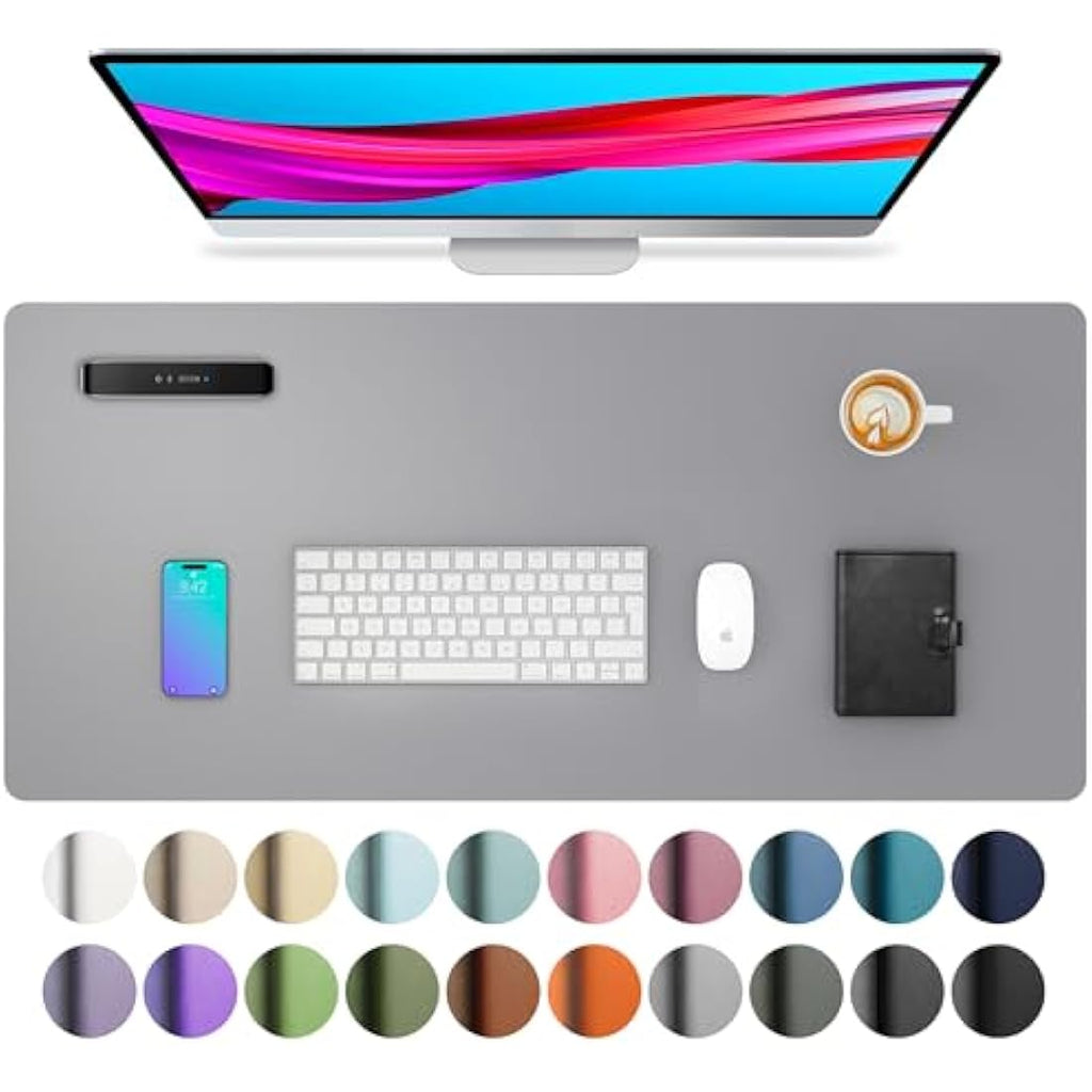 PU Leather Desk Pad – Waterproof Non-Slip Office Mat, Light Grey