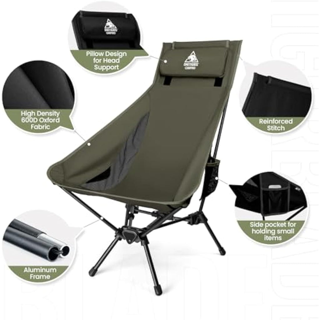 OneTigris Tigerblade High Back Camping Chair | Heavy-Duty Folding Seat