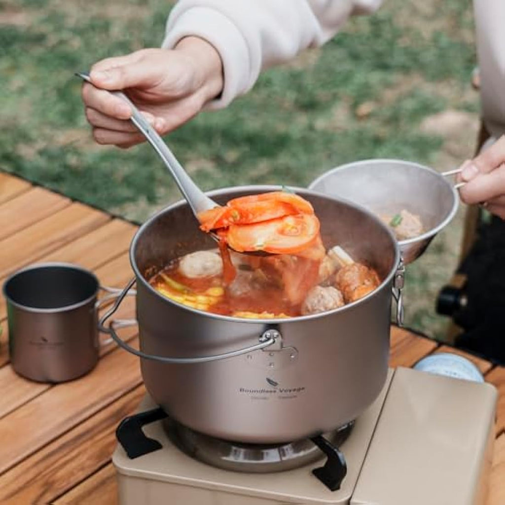 iBasingo 2.9L Titanium Camping Pot | Ultralight Hanging Cookware with Lid
