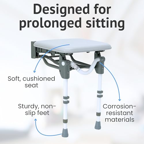 Jolof Store Padded Shower Stool – Adjustable Folding Bathroom Seat