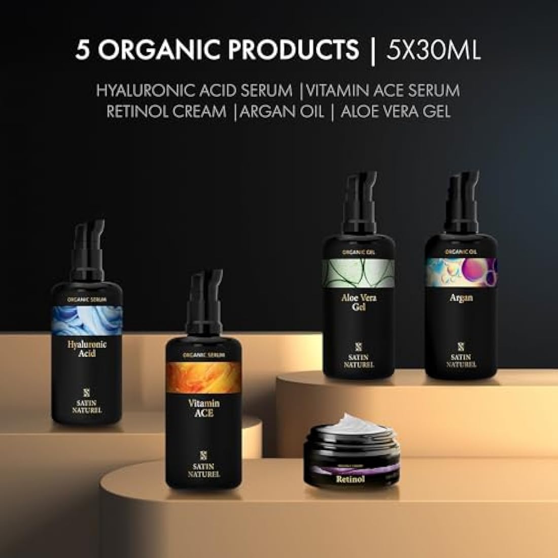 Satin Naturel Organic Skincare Gift Set – 5-Piece Vegan Beauty Bundle