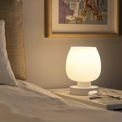 Touch Bedside Table Lamps | Set of 2 Dimmable Opal Glass