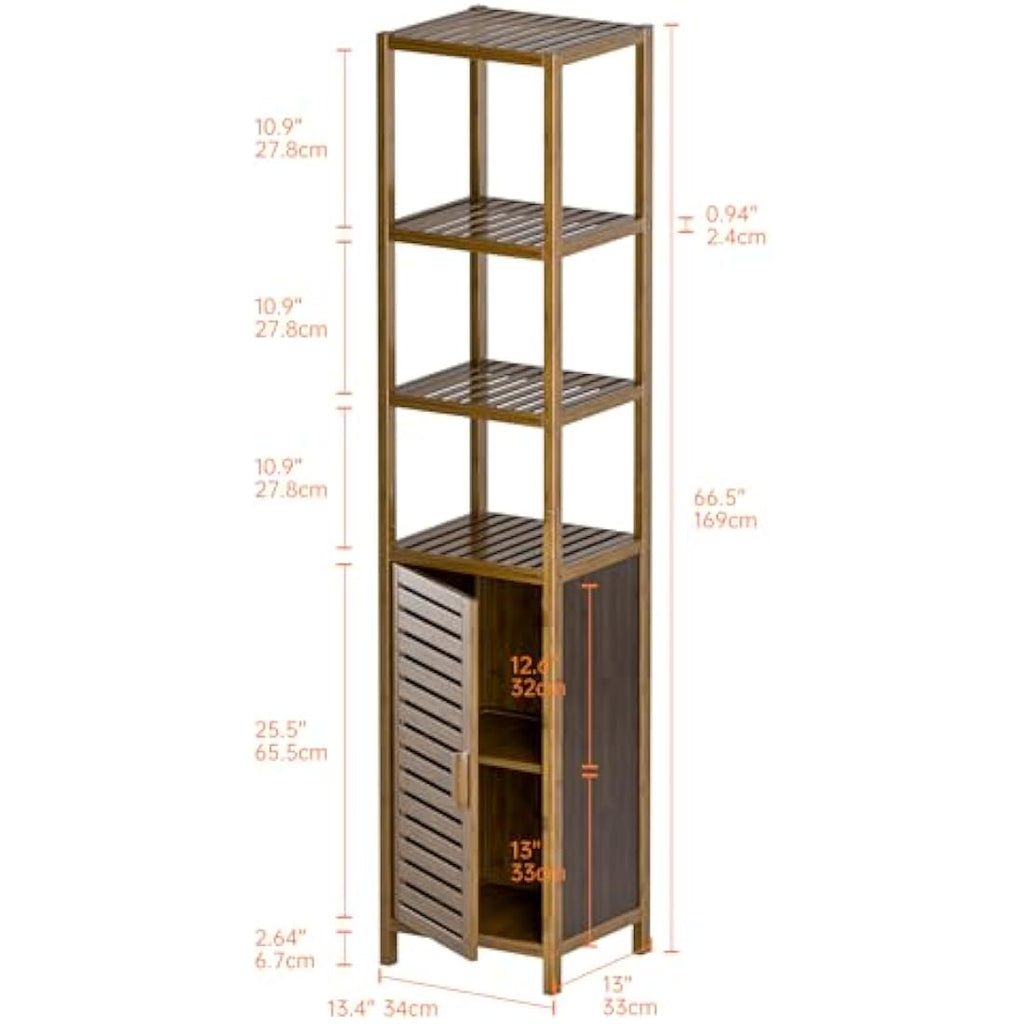 Jolof Store Bamboo Tall Bathroom Cabinet – 6-Tier Narrow Storage Organizer