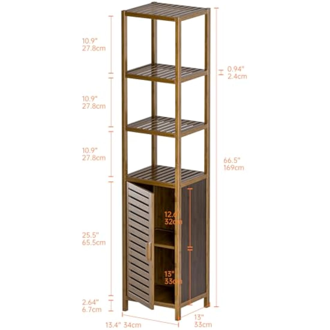 Jolof Store Bamboo Tall Bathroom Cabinet – 6-Tier Narrow Storage Organizer