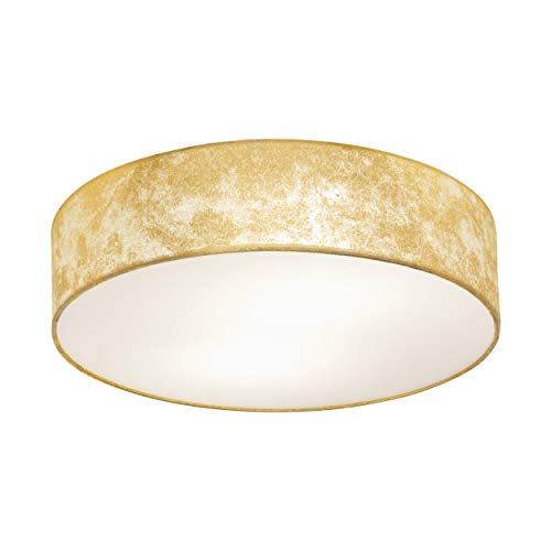 Eglo Viserbella Vintage Flush Ceiling Light | Gold Fabric & Steel