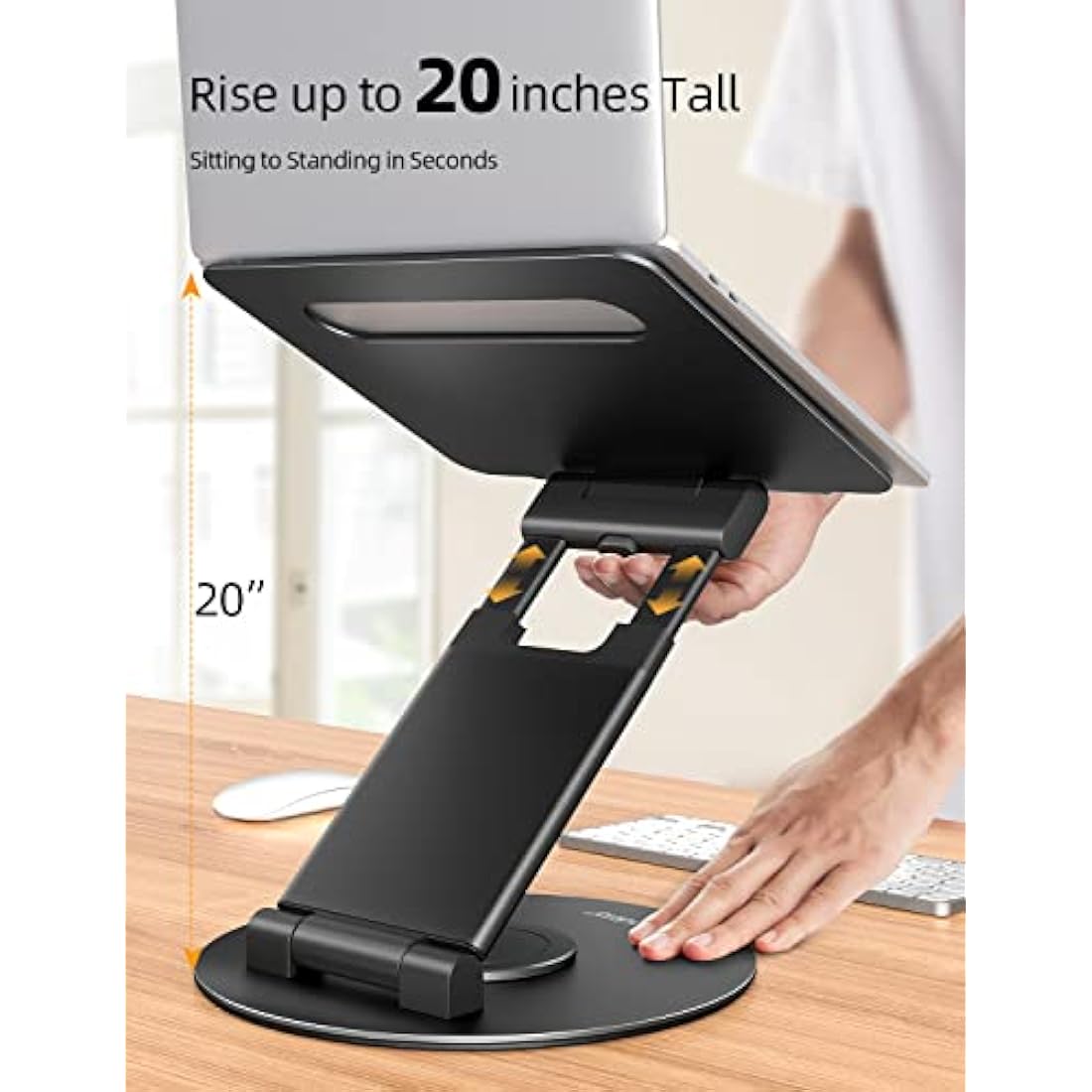 Nulaxy Swivel Laptop Stand – 360° Rotating Ergonomic Riser, Black
