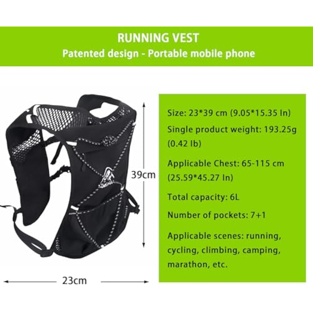 Yooixoo Lightweight Running Vest | Hydration Pack with Phone Holder