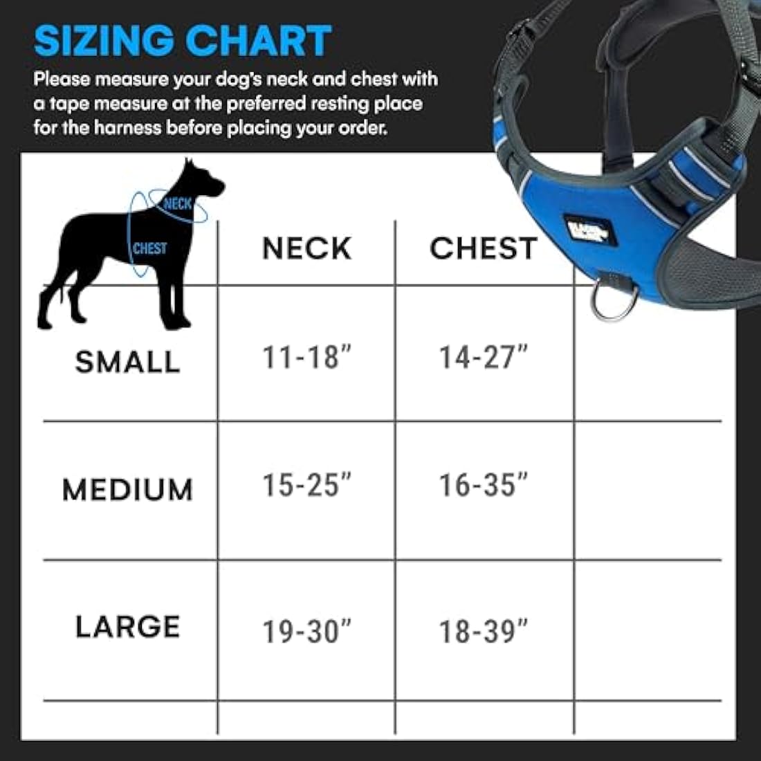 Black Rhino Dog Harness – Reflective Mesh Padded Vest for Large Breeds
