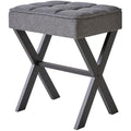 IBUYKE Dark Gray Linen Makeup Stool – Square Vanity Ottoman Footrest
