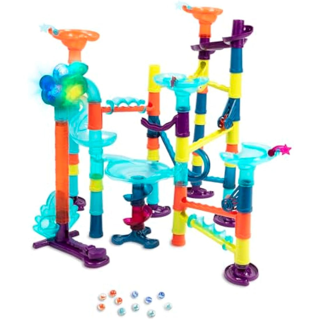 B. toys Marble Run Toy Set – 62-Piece STEM Maze with Lights & Sounds