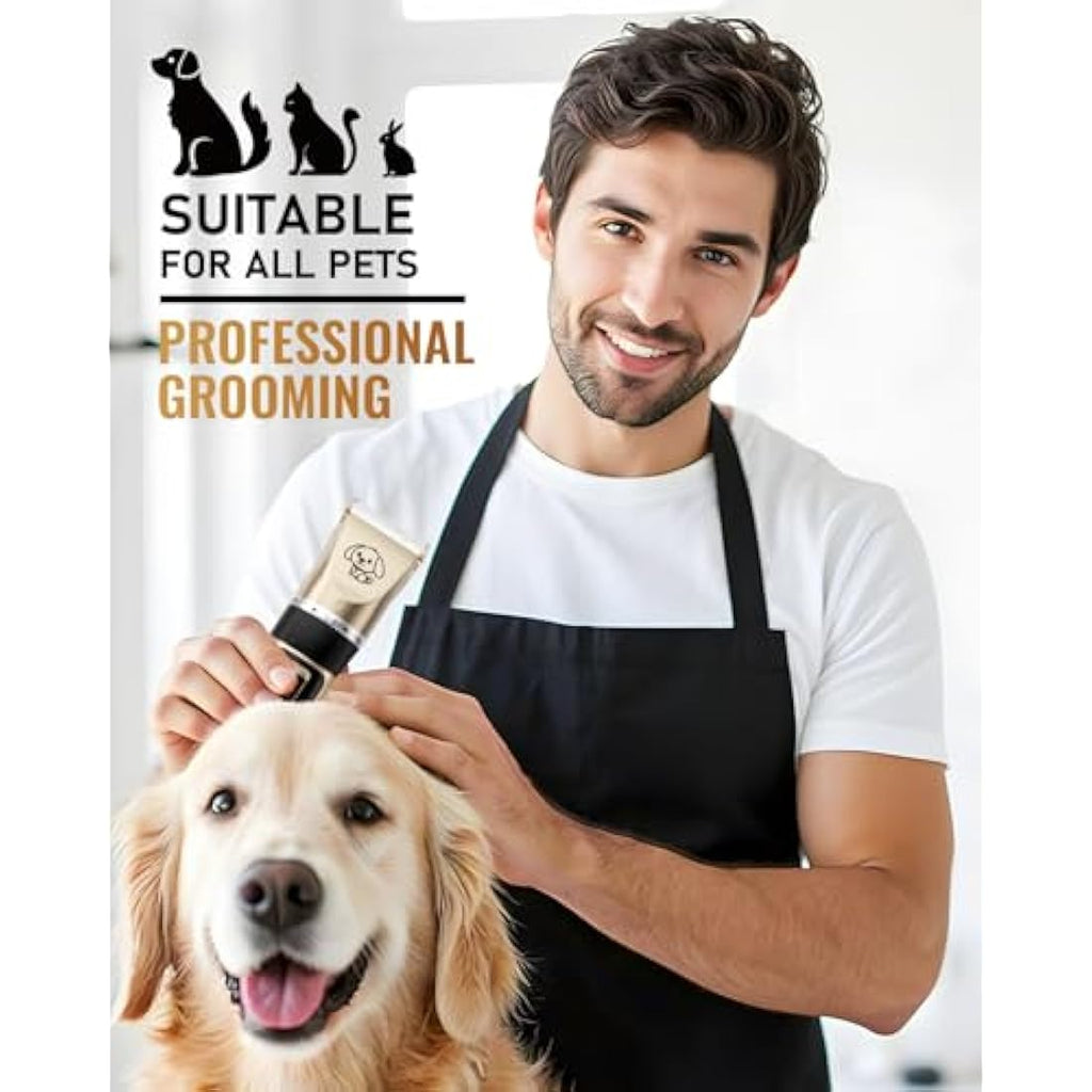 Dog Clippers – Low Noise Cordless Pet Grooming Kit with Nails