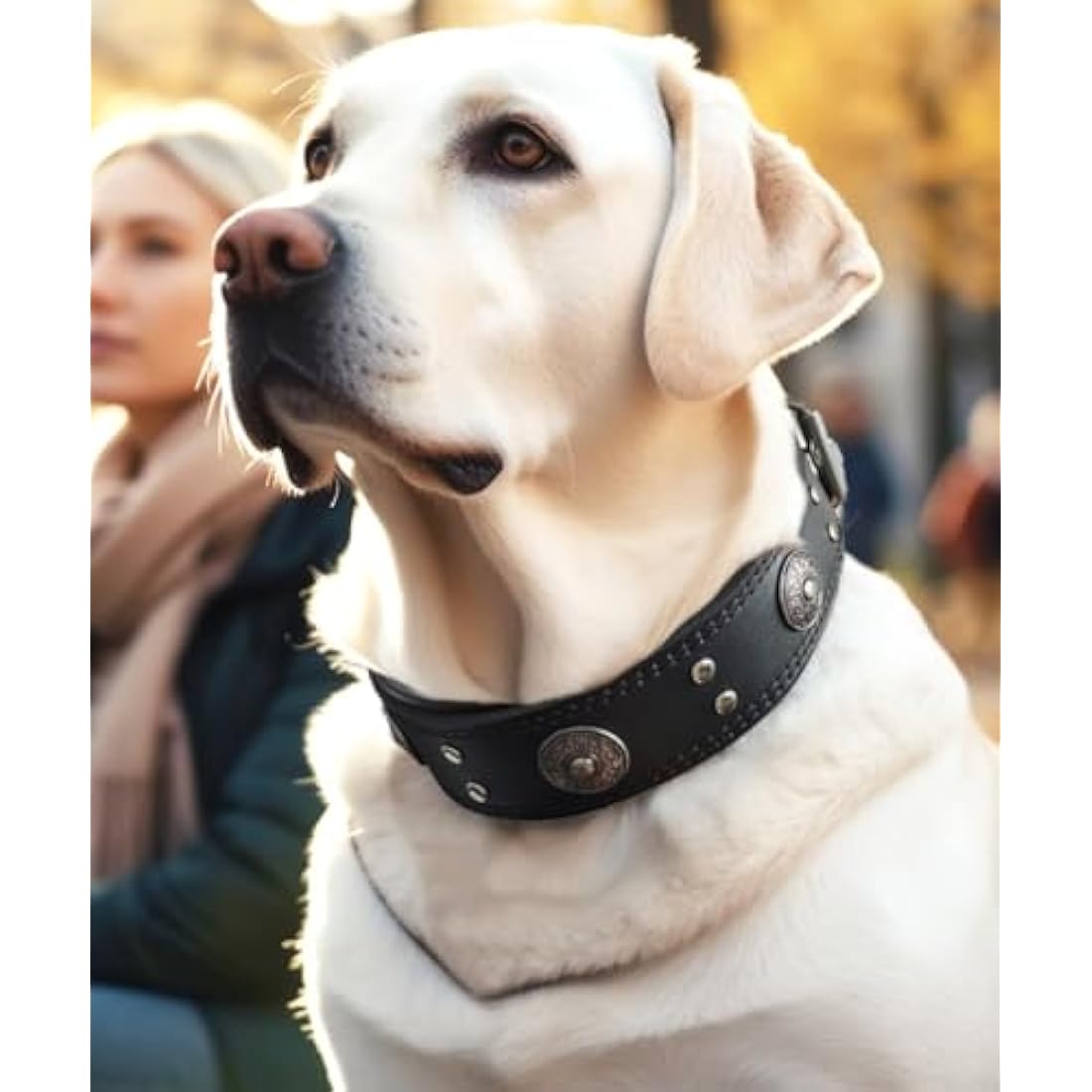 Jolof Store Wide Leather Dog Collar – Padded Handmade Cowhide, Black
