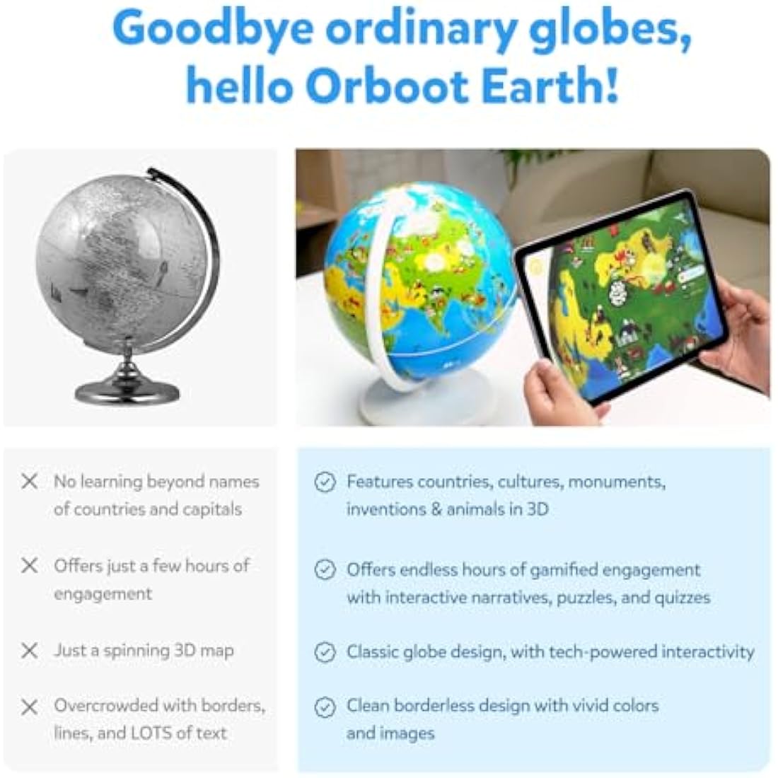 PlayShifu Orboot Earth: Interactive AR Educational Globe STEM Toy for Kids