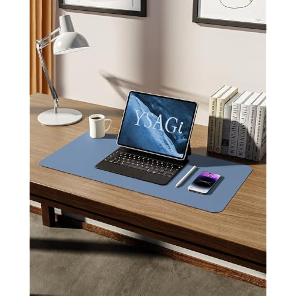 YSAGi Leather Desk Mat – Large Waterproof Non-Slip Mouse Pad, Sea Blue