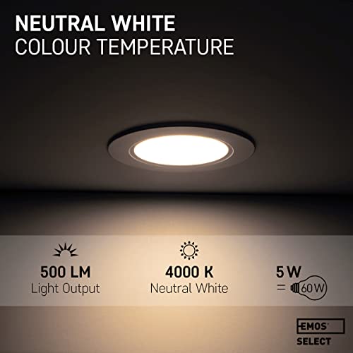 EMOS LED Recessed Downlights | IP54 Waterproof 4000K White - Set of 6