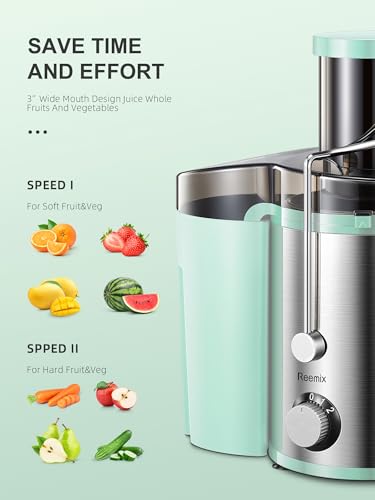 Reemix Centrifugal Juicer - 500W Wide Mouth Fruit & Vegetable Extractor