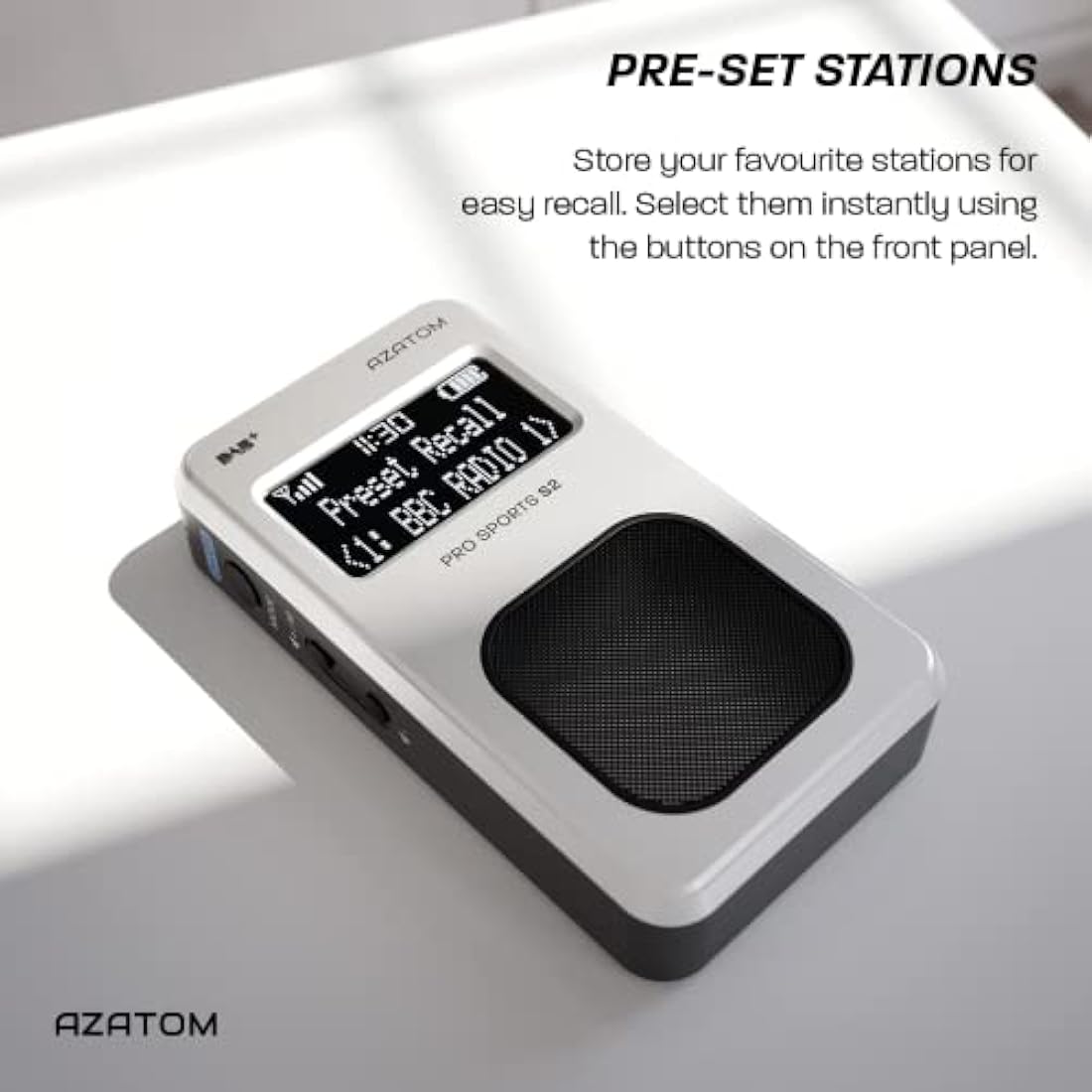 Azatom Pro Sports S2 Portable DAB/DAB+ & FM Radio with Earphones - Silver