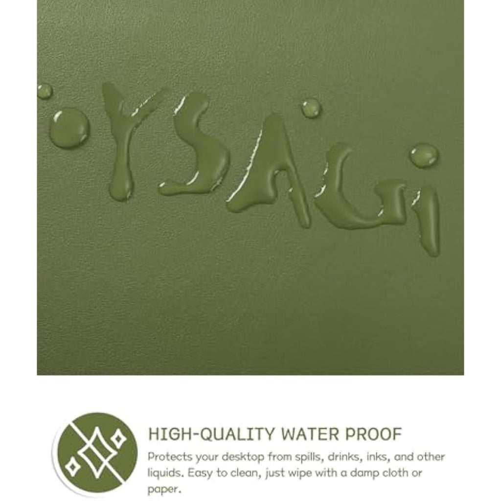 YSAGi Leather Desk Pad – Waterproof Non-Slip Writing Mat, Grass Green