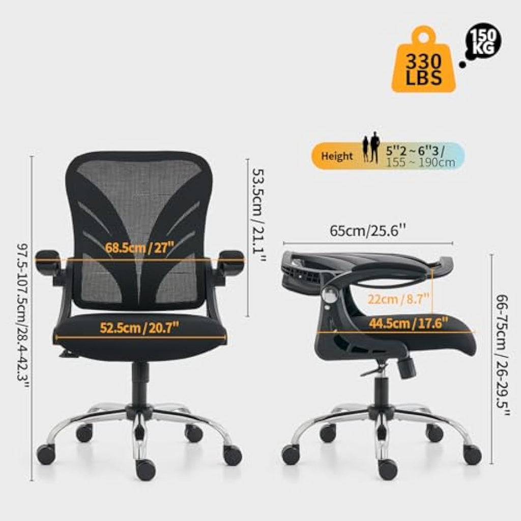 HOLLUDLE Ergonomic Mesh Office Chair – Foldable Backrest & Lumbar Support