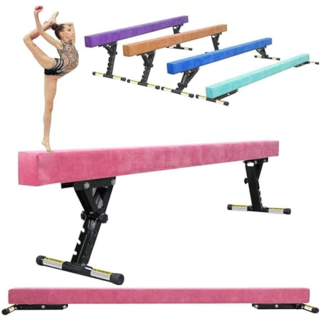 SportBob 8ft Adjustable Gymnastics Balance Beam for Kids Home Training