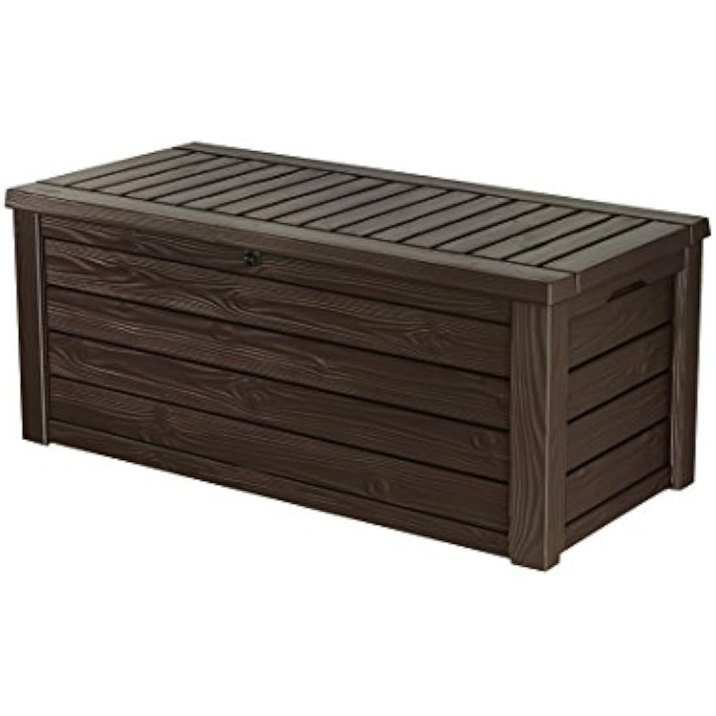 Keter Westwood 570L Outdoor Garden Storage Box | Brown Wood Effect