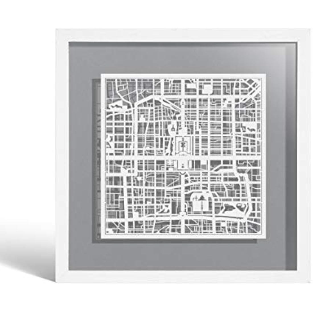 Beijing Paper Cut Map Wall Art | O3 Design Studio Framed 9x9 Decor