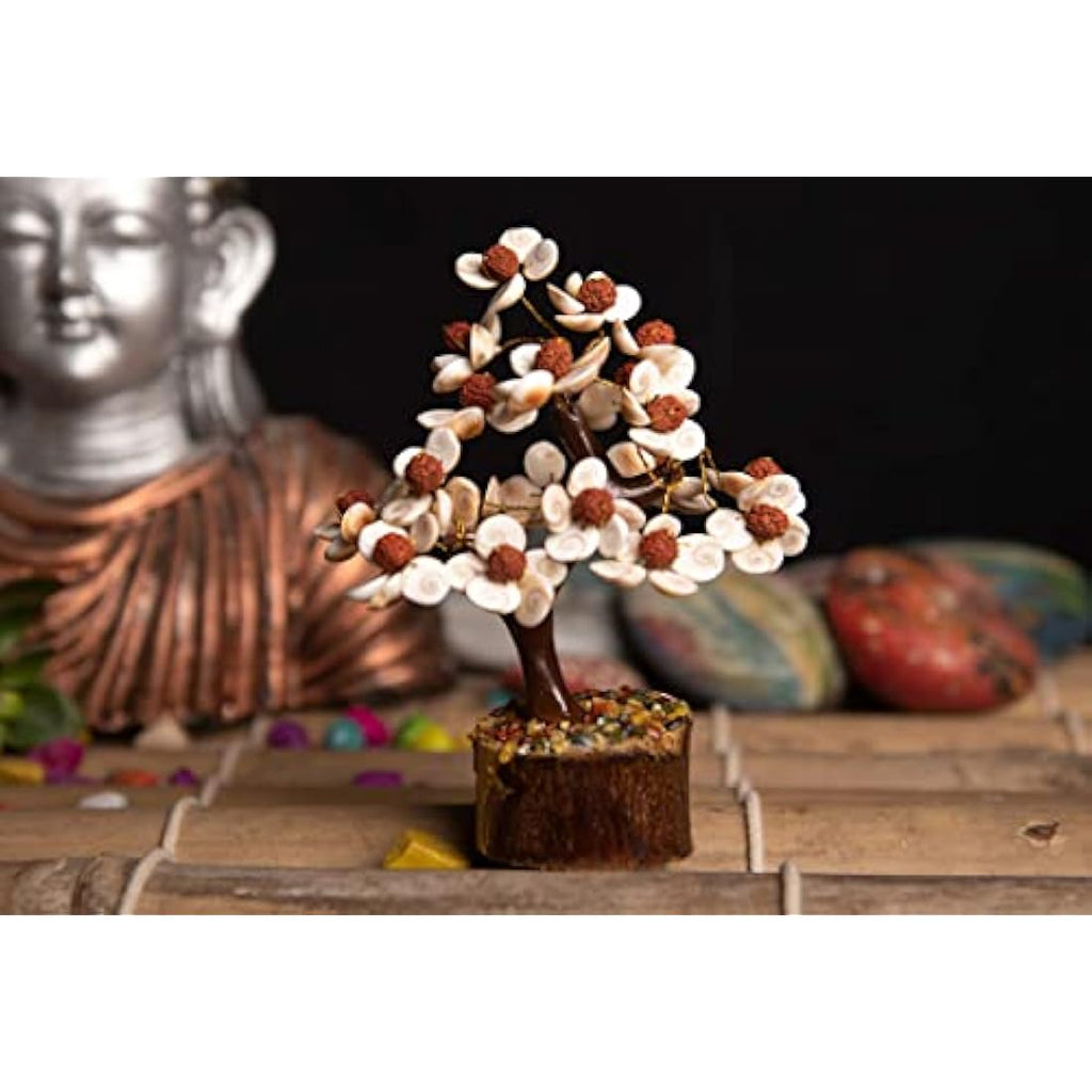 Gomti Chakra & Rudraksha Crystal Tree for Healing Decor