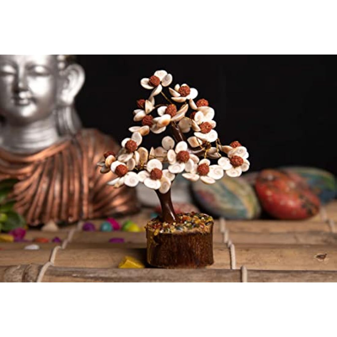 Gomti Chakra & Rudraksha Crystal Tree for Healing Decor