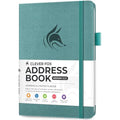 Clever Fox Address Book with Tabs – Aquamarine PU Leather Contact Organizer