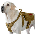OneTigris Service Dog Vest Harness | Tactical MOLLE Dog Backpack - Brown, L