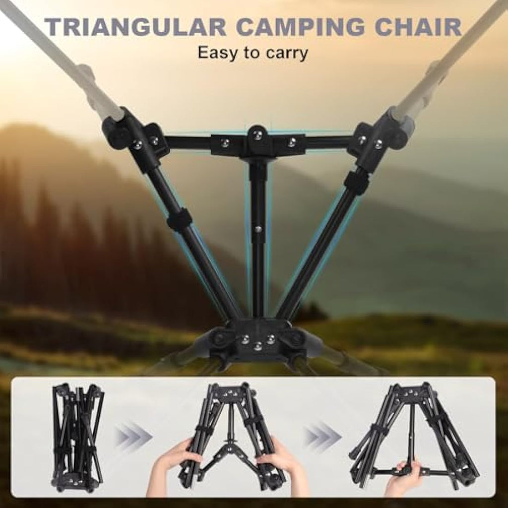 SHANNA Lightweight Folding Camping Chair | Adjustable Height Mesh Seat - Gray
