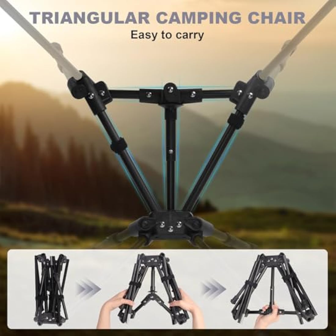 SHANNA Lightweight Folding Camping Chair | Adjustable Height Mesh Seat - Gray